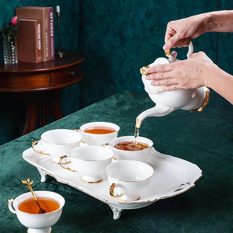 Hot Selling European Style White Luxury Phnom Penh Afternoon Tea Ceramic Coffee Set