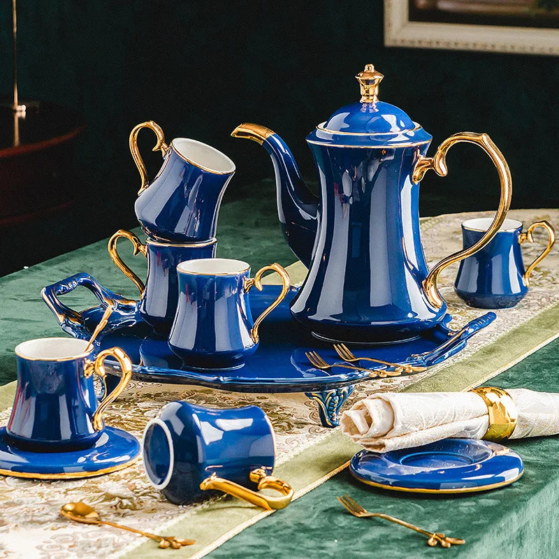 Coffee Sets Afternoon Tea with Phnom Penh Ceramic Wholesale of European Style Novelty Blue and Green Vintage Drinkware