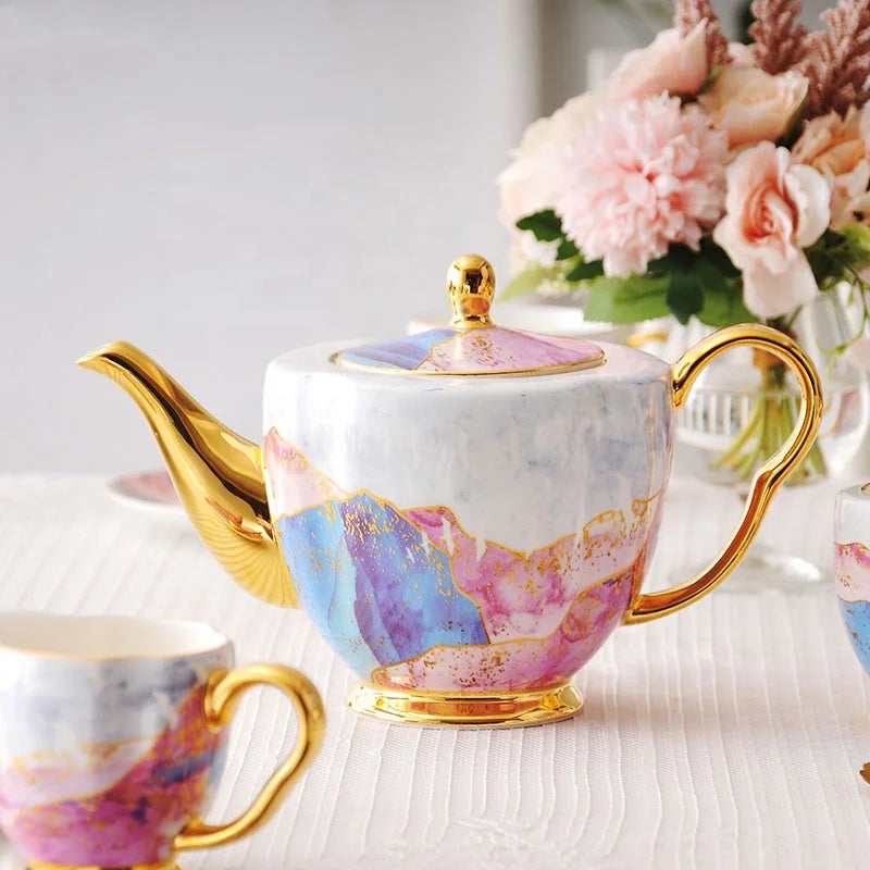 European style bone china coffee cup set small luxury British living room home afternoon tea set water set