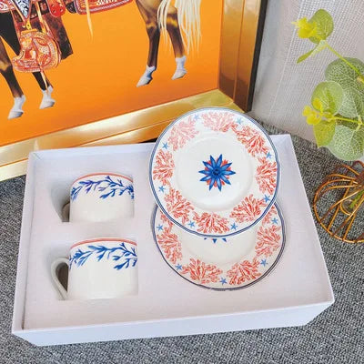 Recommend European Luxury Porcelain Coffee & Tea 2 Cups Set For Gift