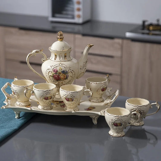 Low priced European style palace rose pattern afternoon tea coffee set