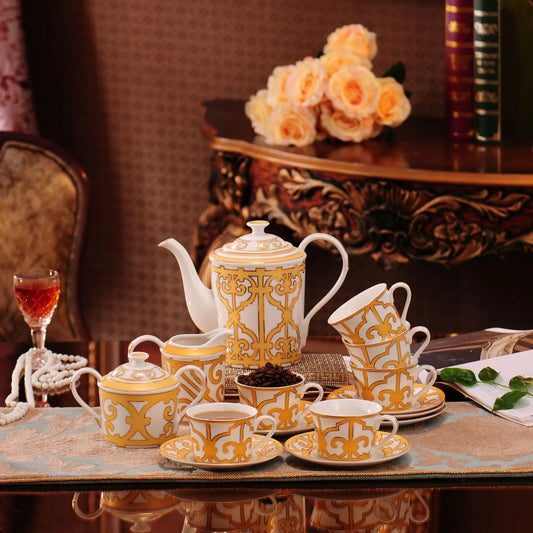 Hot sell coffee cup porcelain drinkware coffee mug set 15pcs ceramic tea set albert royal coffee set