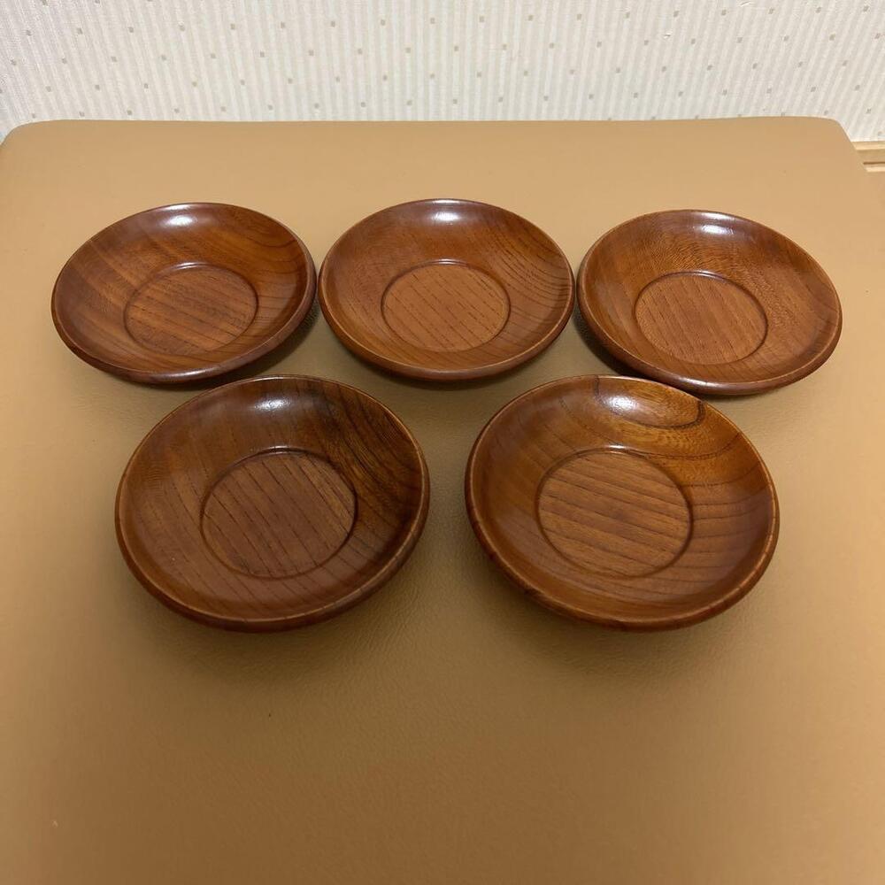 Chataku Teacup saucer Sencha Tea Bowl 5 Small Plates Wooden