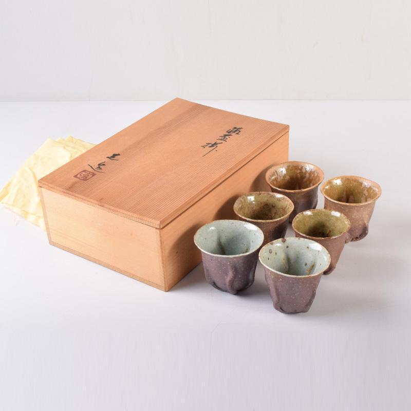 Guinomi Sake Cup Banko Ware, Shikogama, Kosaku Hayashi, Set Of s, Cup, 6 Pieces,